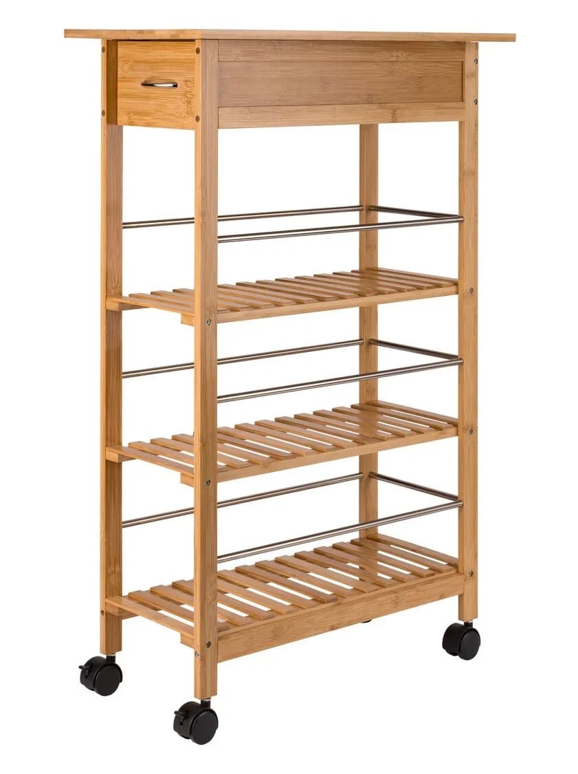 Carro auxiliar de cocina de bambú