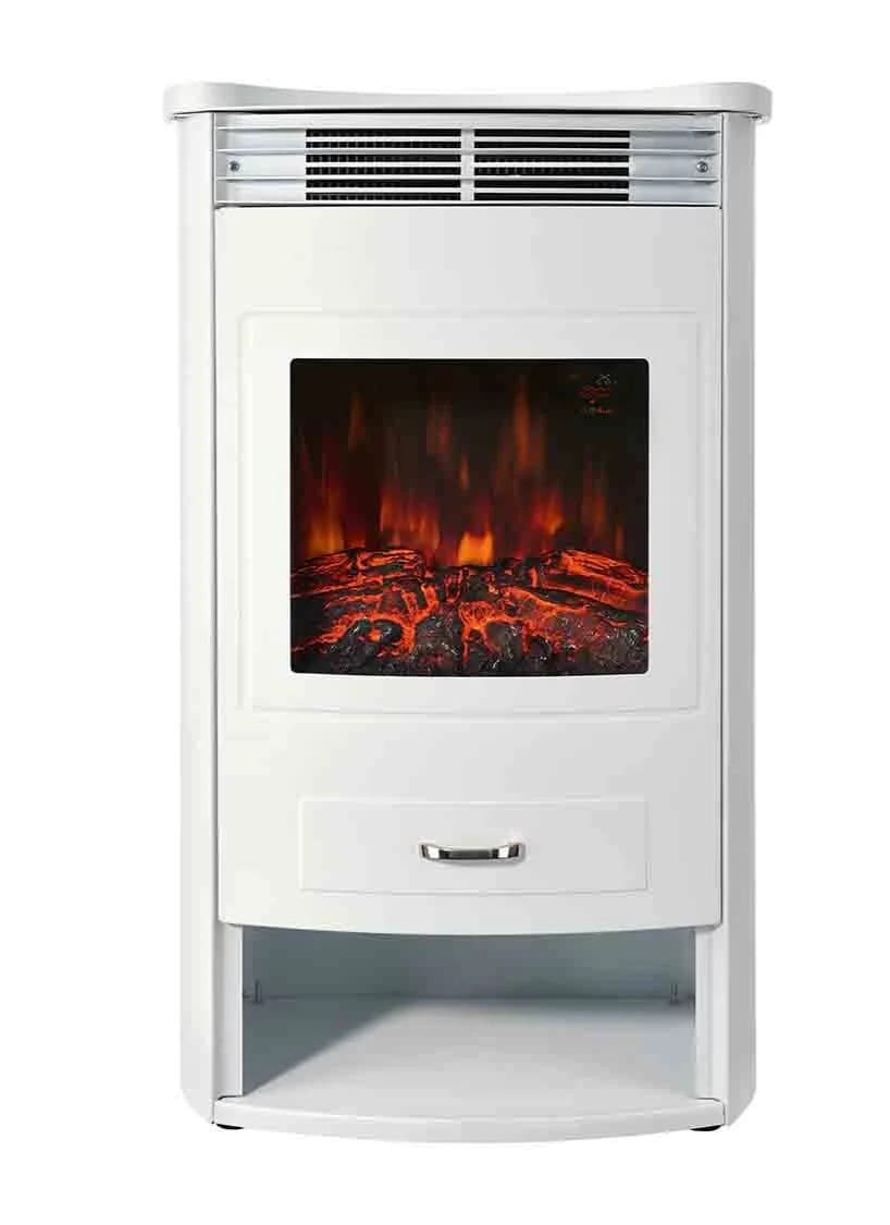 Chimenea eléctrica de 1900 W con compartimento de almacenamiento