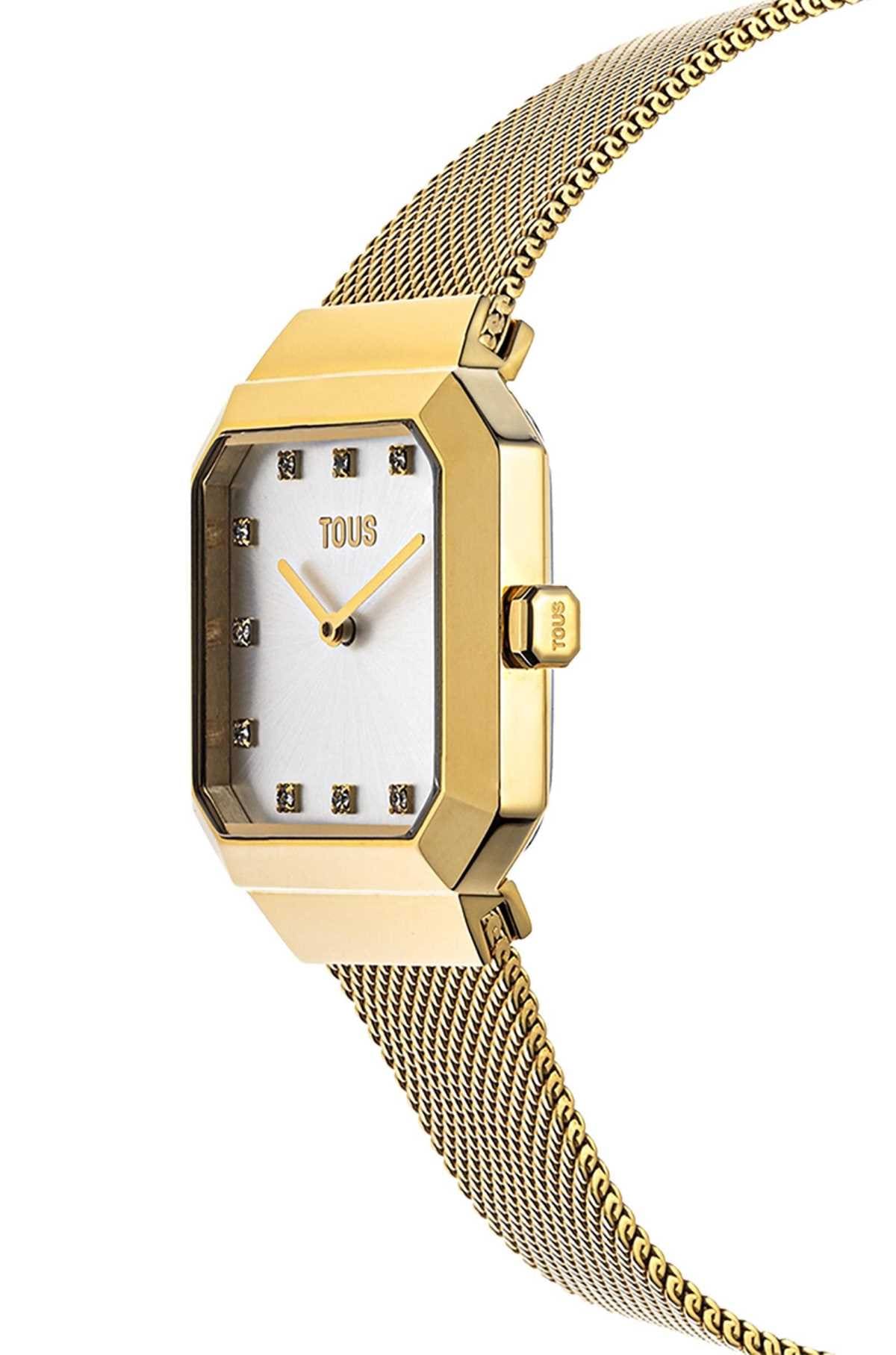 Reloj analógico de mujer Karat Squared con brazalete de acero IPG dorado de TOUS