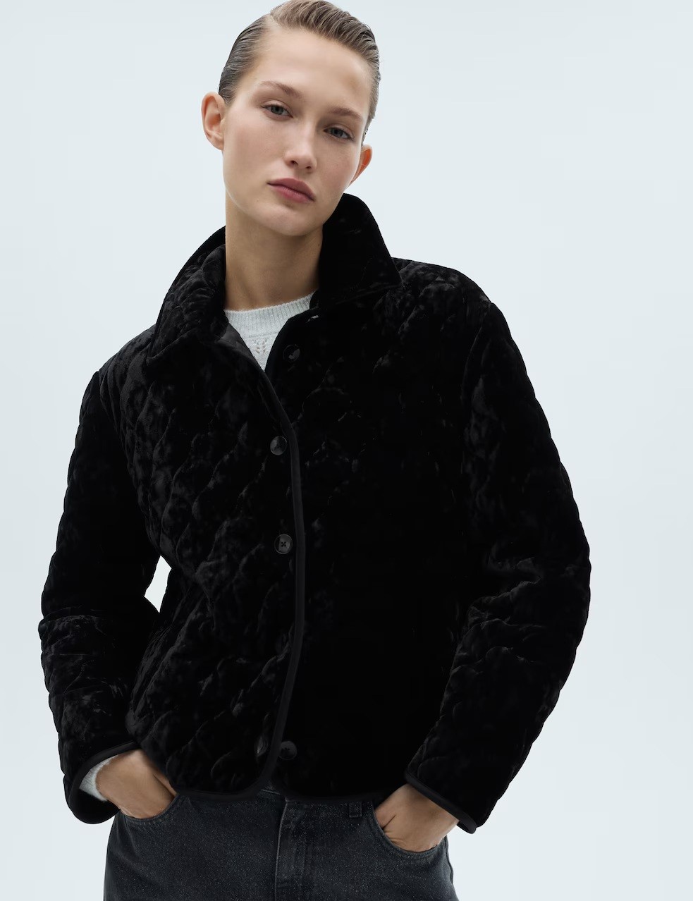 Chaqueta reversible acolchada terciopelo de Mango