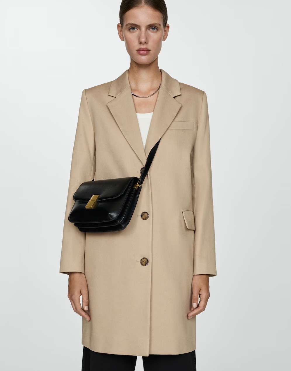 Abrigo 100% algodón recto de Mango