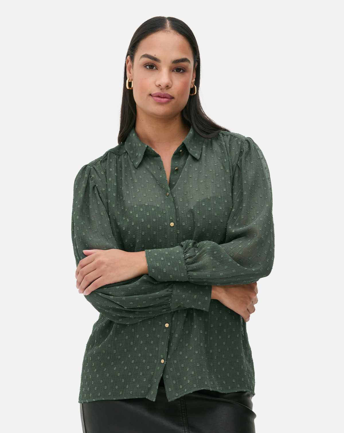 Blusa brillante de tejido dobby con lunares de Primark