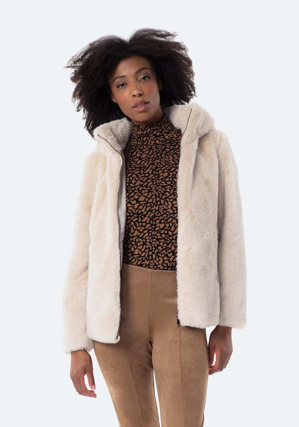 Abrigo con capucha efecto pelo de Mujer TEX de Carrefour