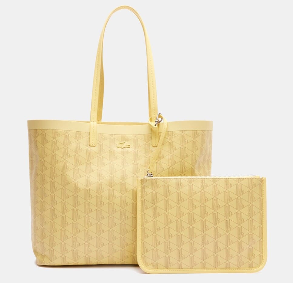 Lacoste Bolso tote amarillo Zely mediano de lona revestida con monograma