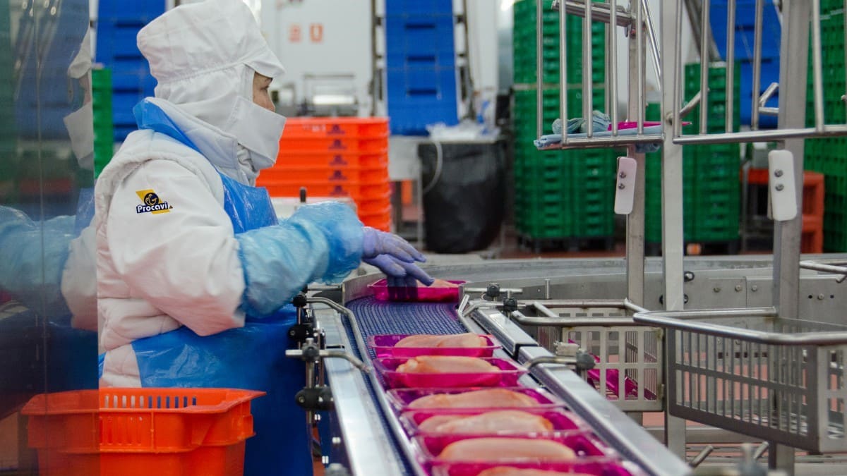 Una operaria trabajando en la fábrica de Marchena