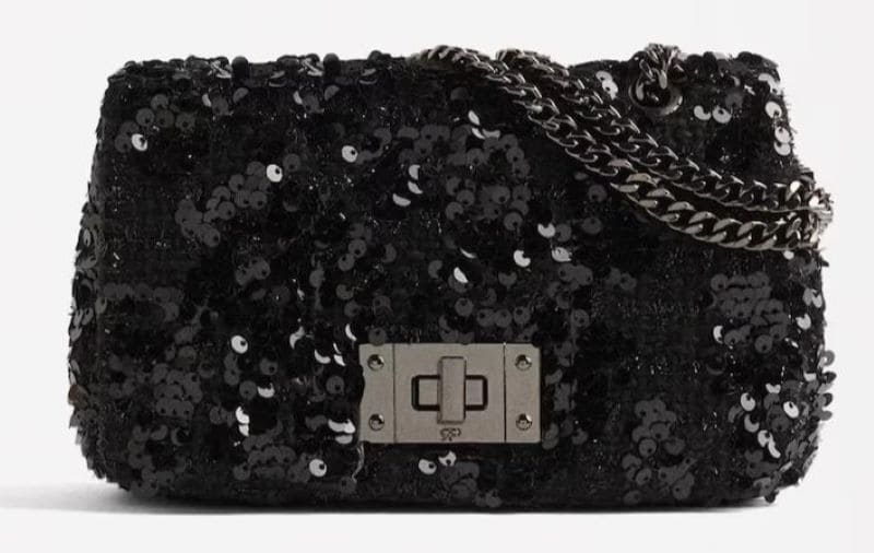 Bolso de fiesta multiposición con lentejuelas y cierre de botón en liso