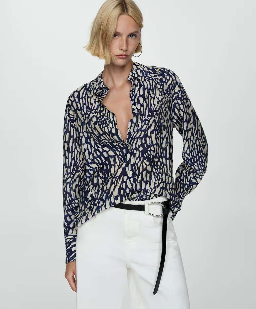 Camisa estampada lyocell de Mango