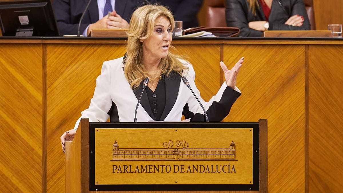 Carolina España, durante su intervención en el debate de los presupuestos en Andalucía | Salvador López Medina