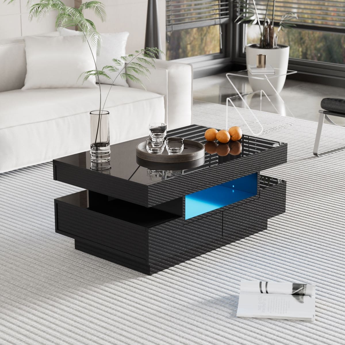Mesa de centro con luz LED y 4 cajones Muebles Chic de Leroy Merlin