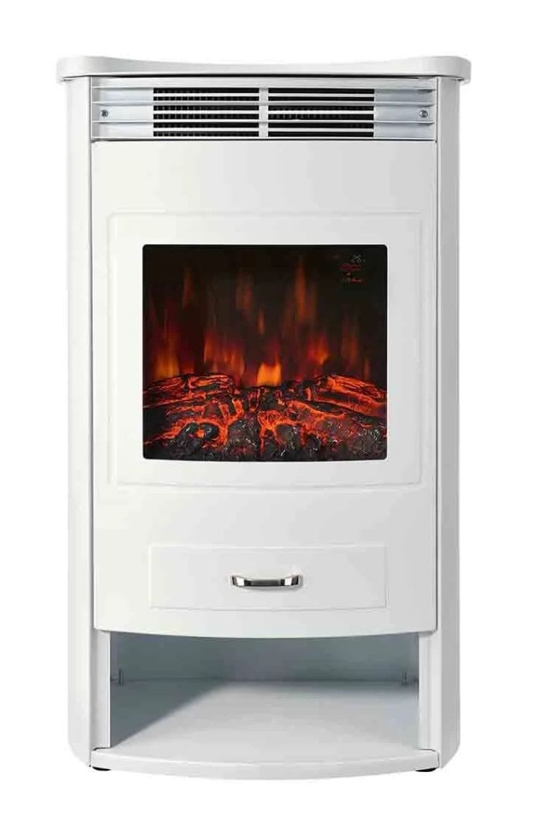 Chimenea eléctrica con compartimento de almacenamiento