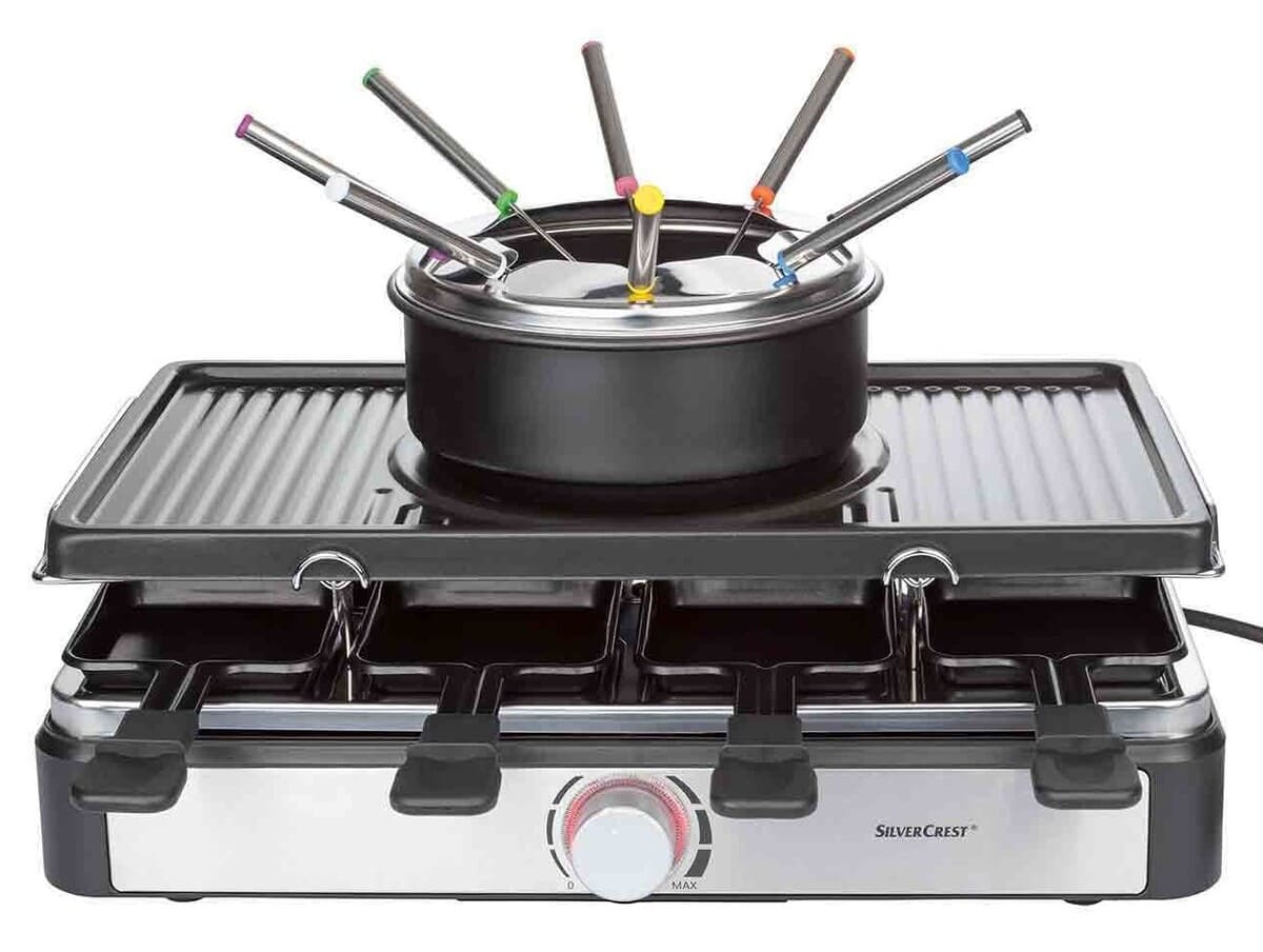 Raclette grill con fondue de 1400 W Silver Crest