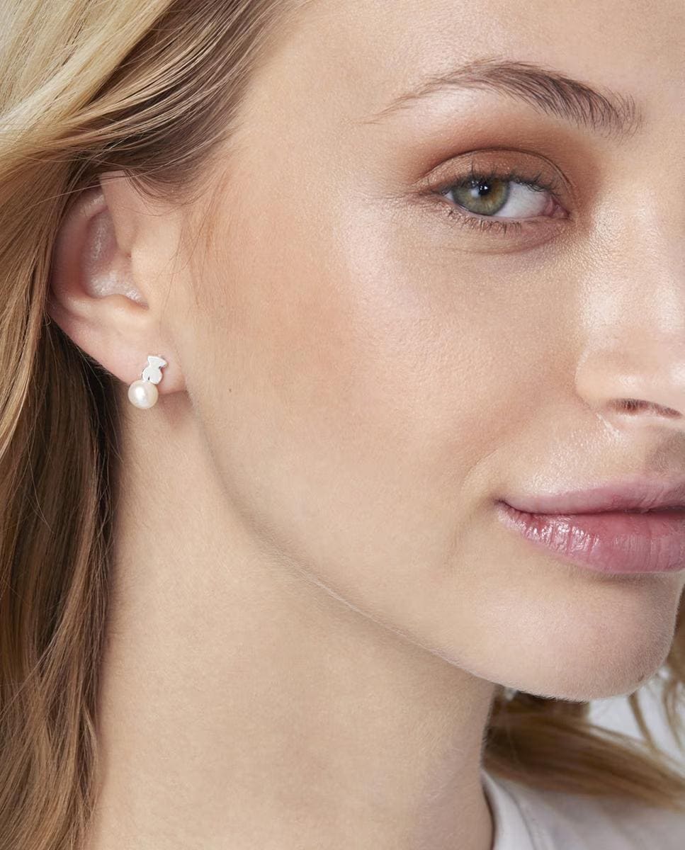 Pendientes Puppies en plata con perlas