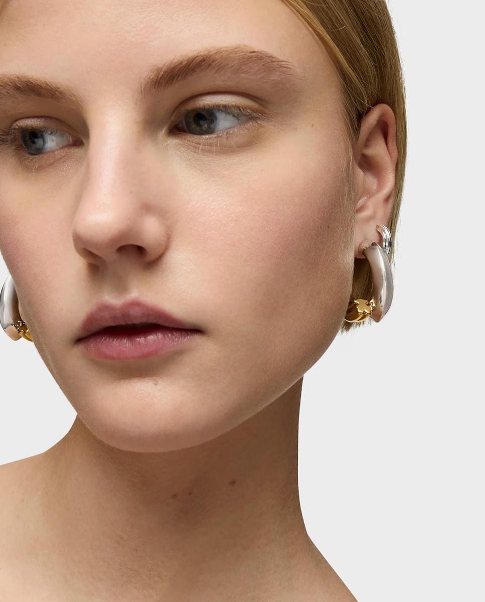 Pendientes TOUS 1950 de aro largo bicolor con oso