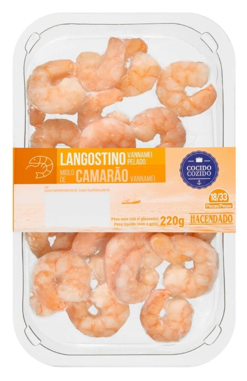 Langostino cocido y pelado Hacendado ultracongelado