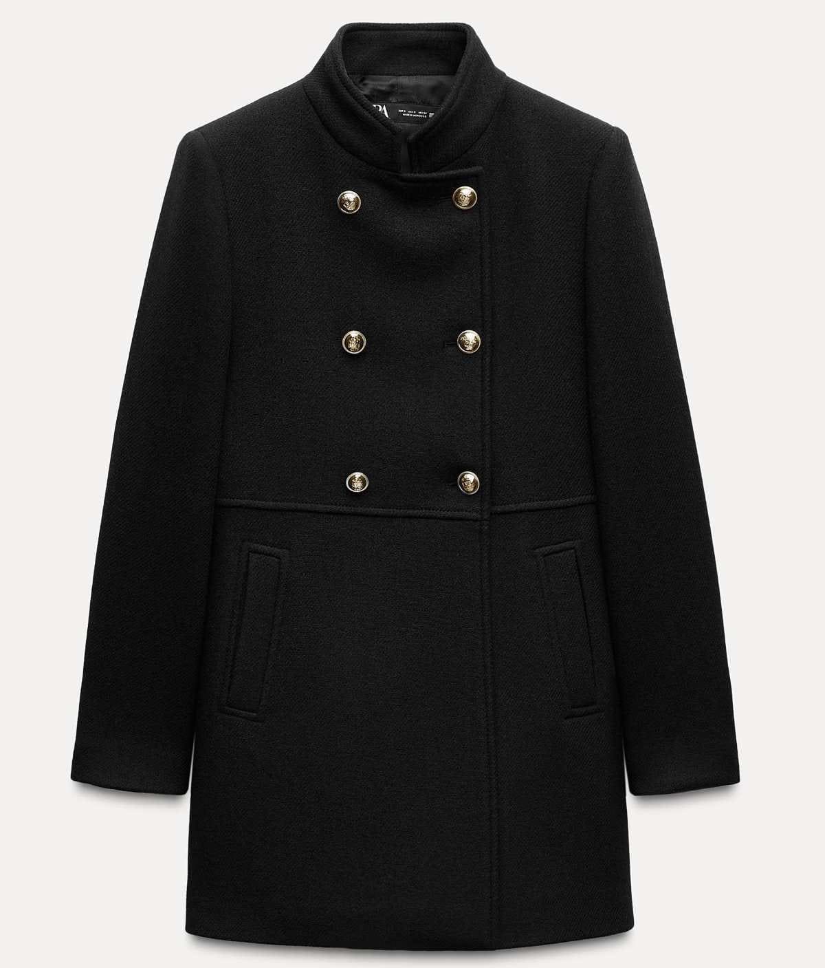 Abrigo cruzado con lana de Zara