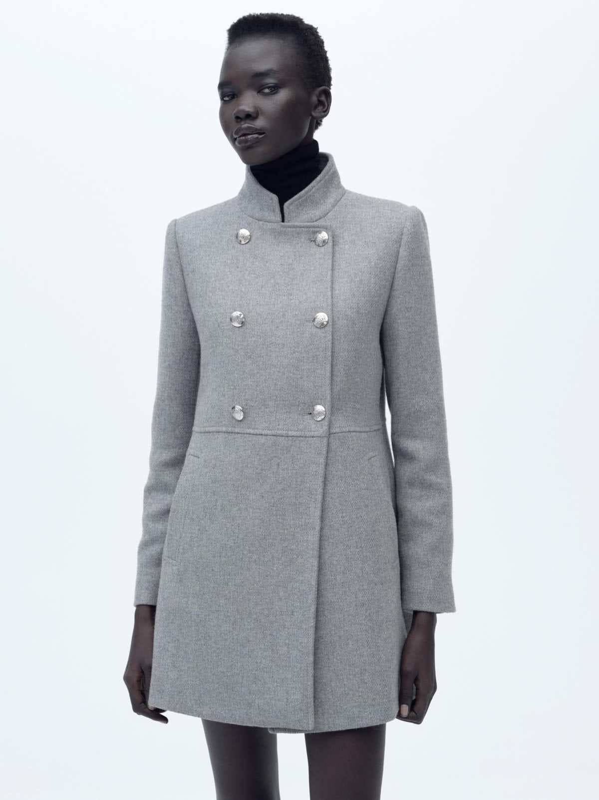 Abrigo cruzado con lana de Zara