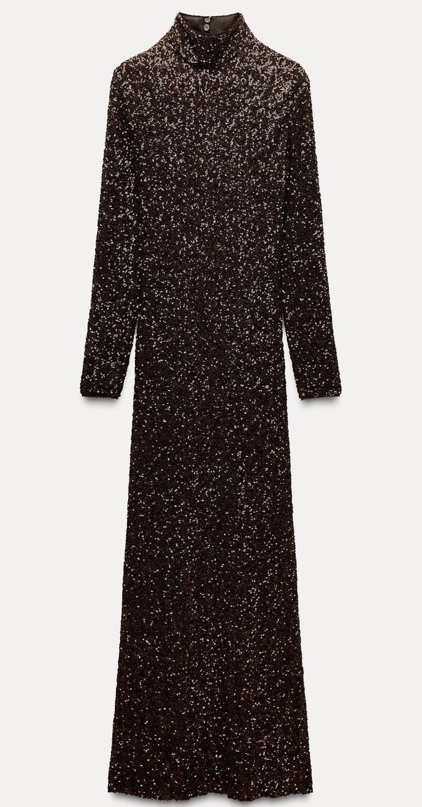 El vestido largo con lentejuelas ZW Collection en color marrón de Zara