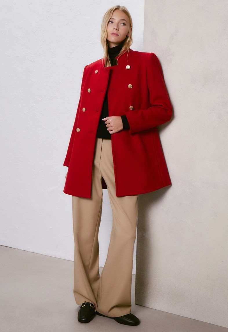 Easy Wear Abrigo militar botón dorado