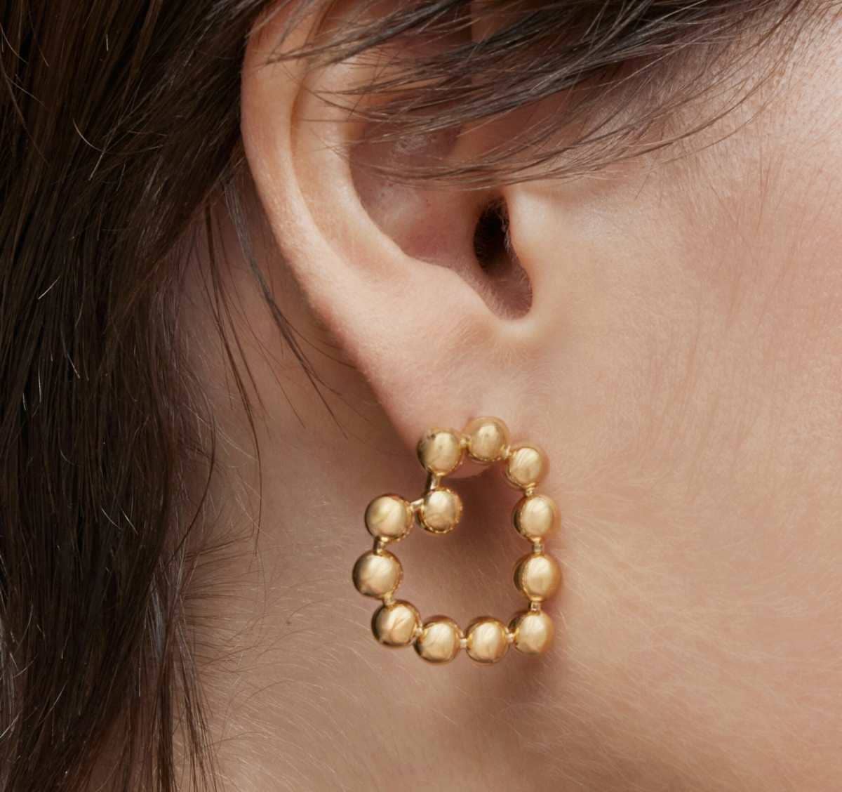 Pendientes cortos corazón con baño de oro 18 kt sobre plata Sugar Party de TOUS