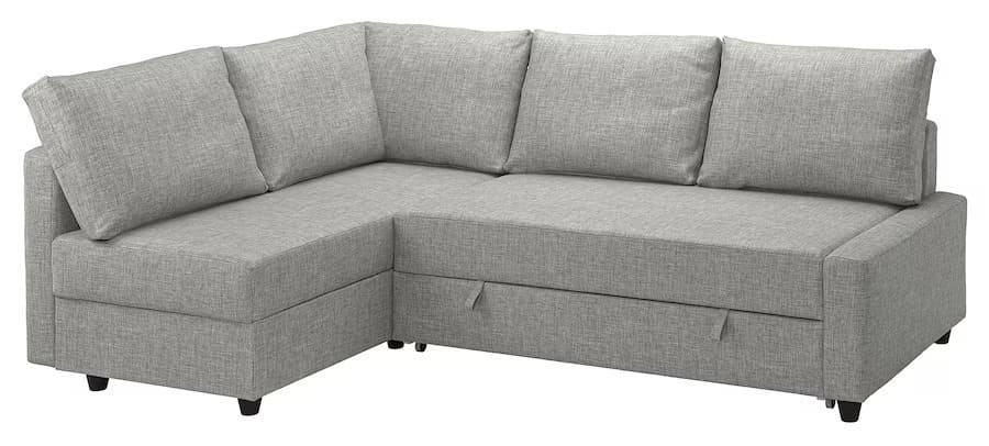 El nuevo sofá cama con chaise longue en color gris claro FRIHETEN de Ikea