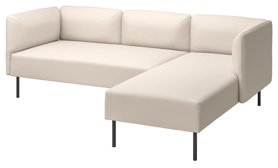 El nuevo sofá modular con tres plazas y chaise longue en color beige LILLEHEM de Ikea