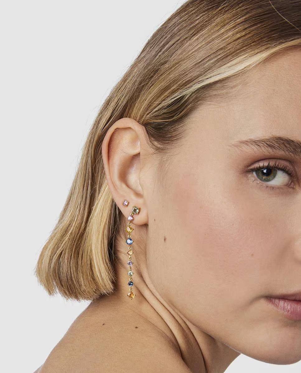 Pendientes largos Glaring con zafiros