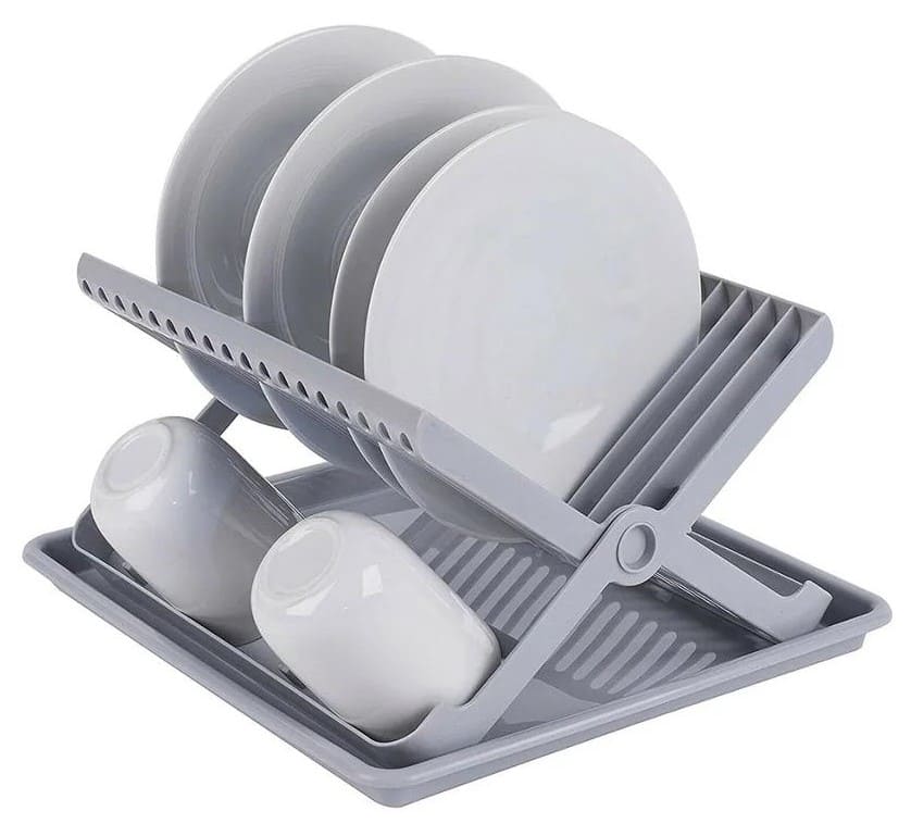 Escurreplatos plegable con bandeja de goteo y soporte