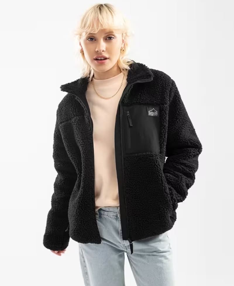 La chaqueta sherpa para mujer lifestyle Blackcomb-W Siroko en color negro en Decathlon