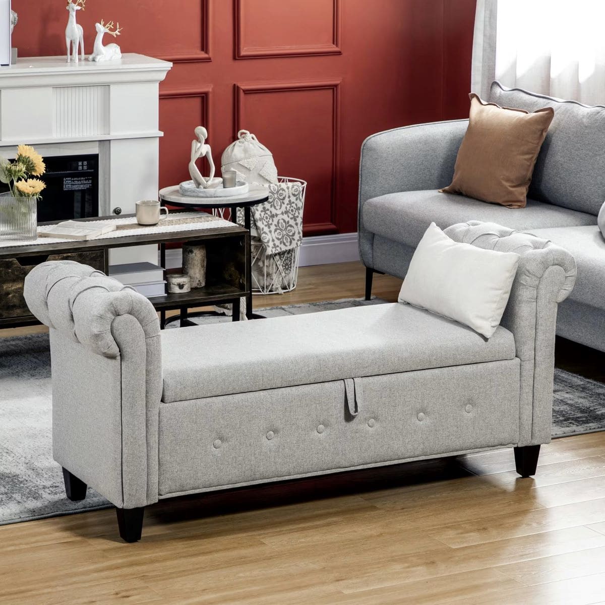 Banco de almacenaje gris Homcom