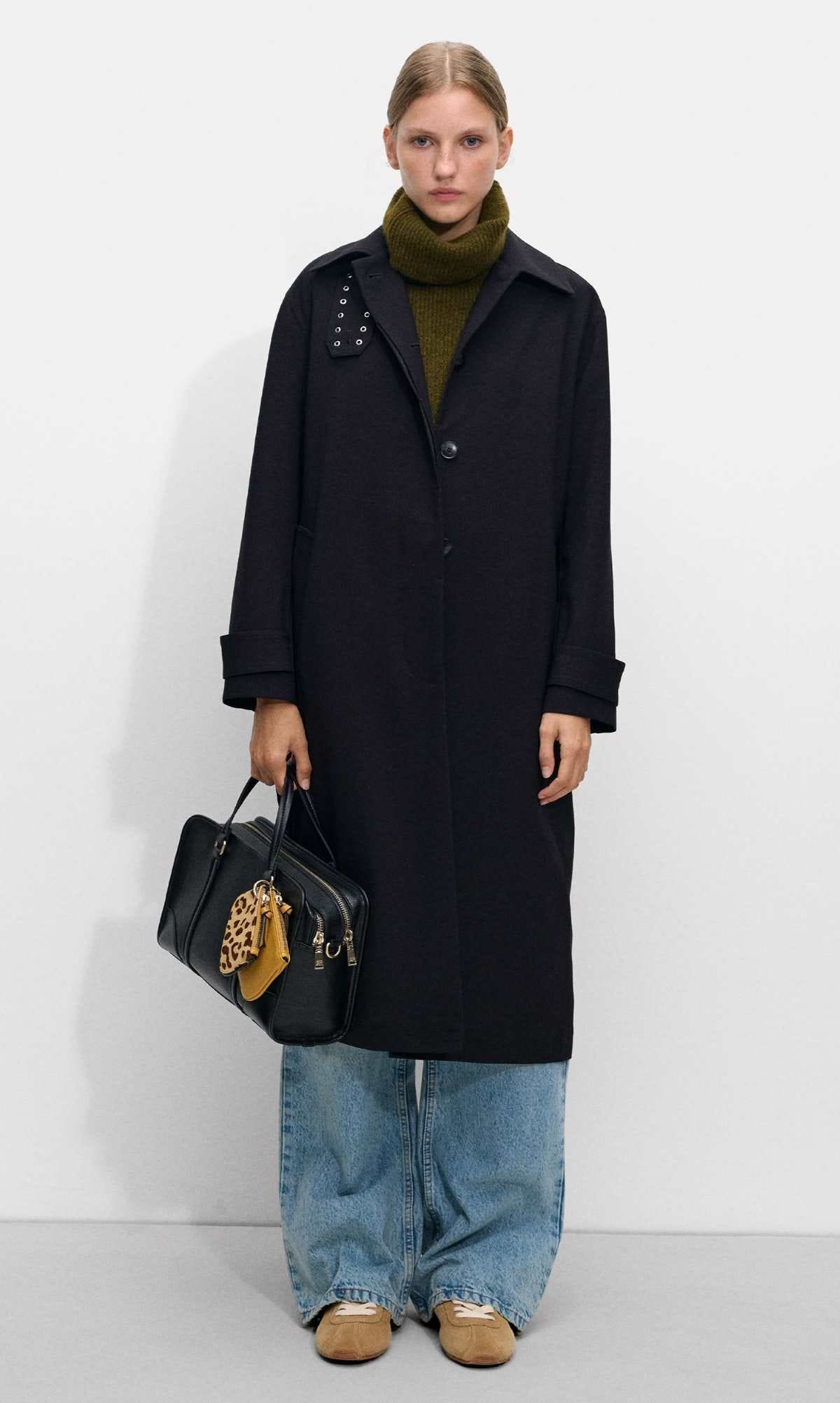 Abrigo Largo Con Lana de Parfois