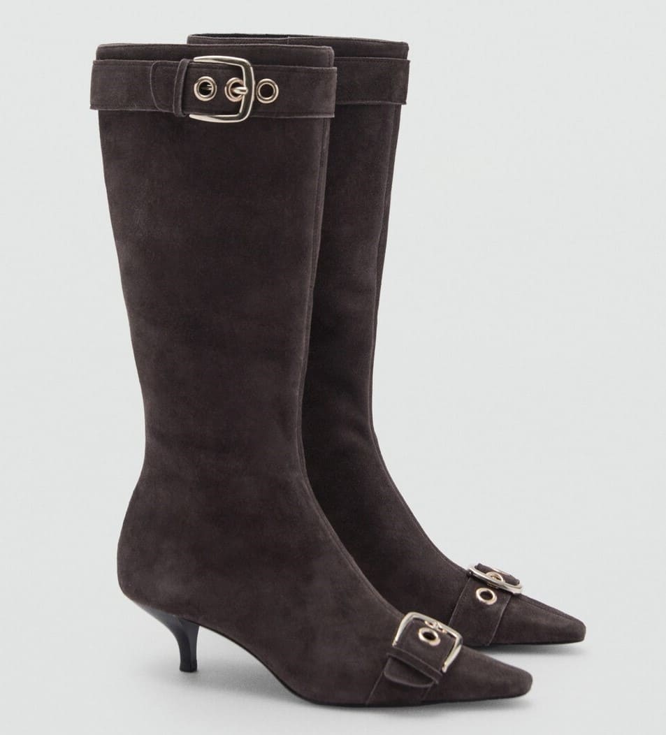 Bota piel serraje detalle hebillas de Mango