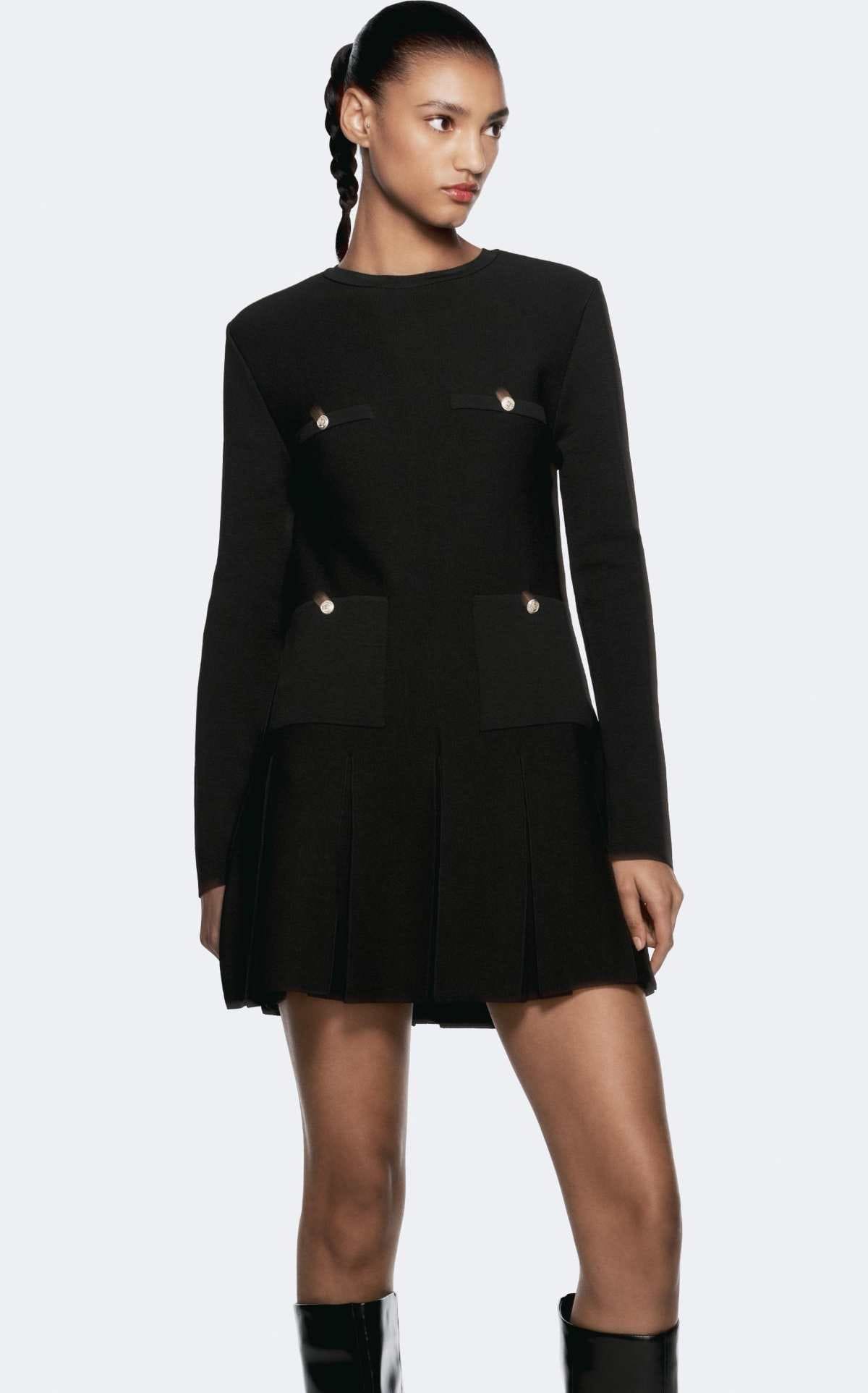 Vestido corto punto tablas de Zara