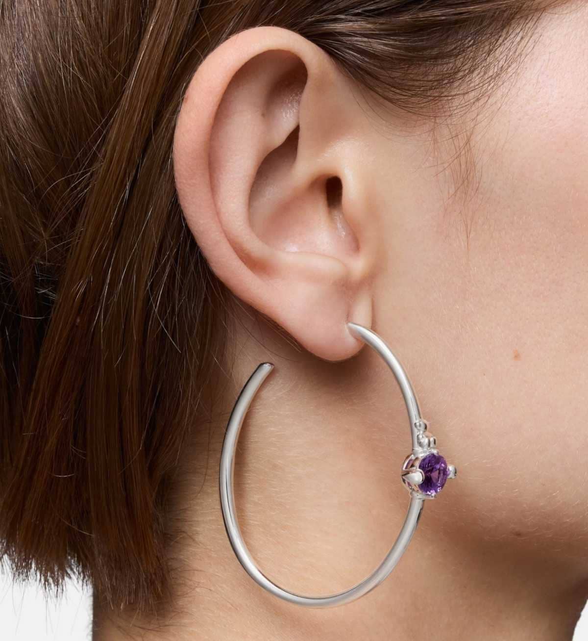 Pendientes de aro de plata y zafiro lila creado en laboratorio TOUS Color LGG