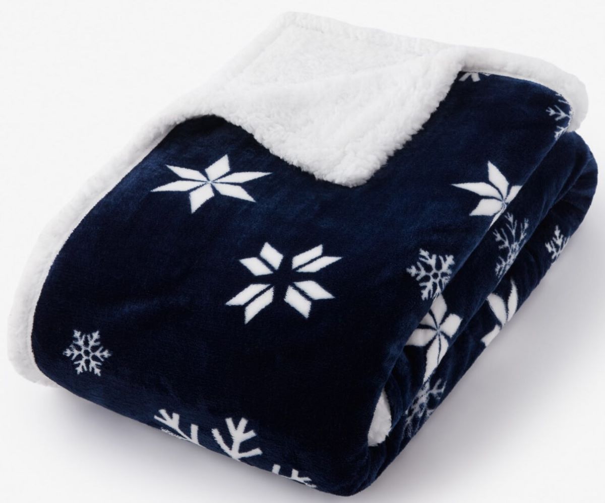 Manta sherpa con estampado navideño de Pepco