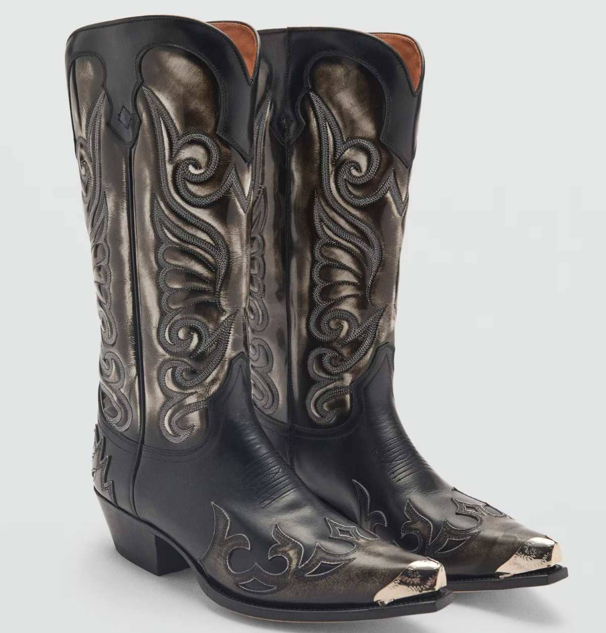 Bota piel cowboy bicolor de Mango