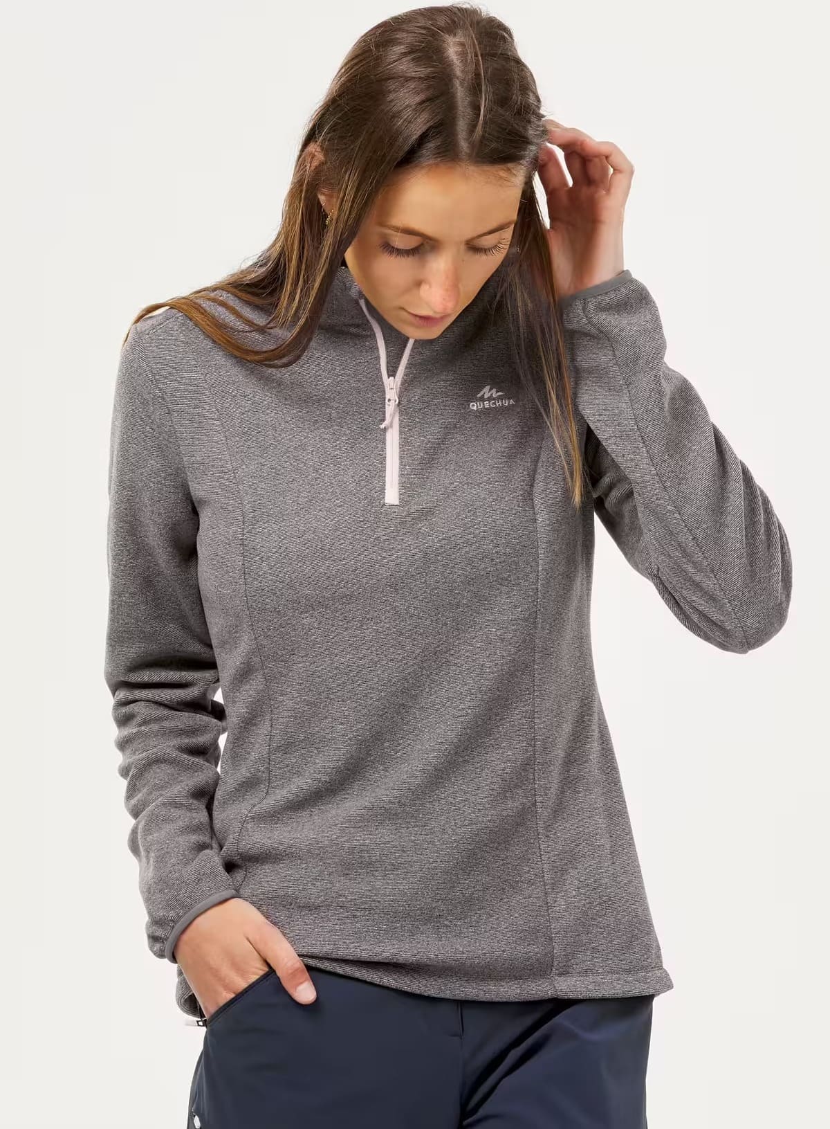 El forro polar para montaña y trekking media cremallera Quechua MH100 en Decathlon