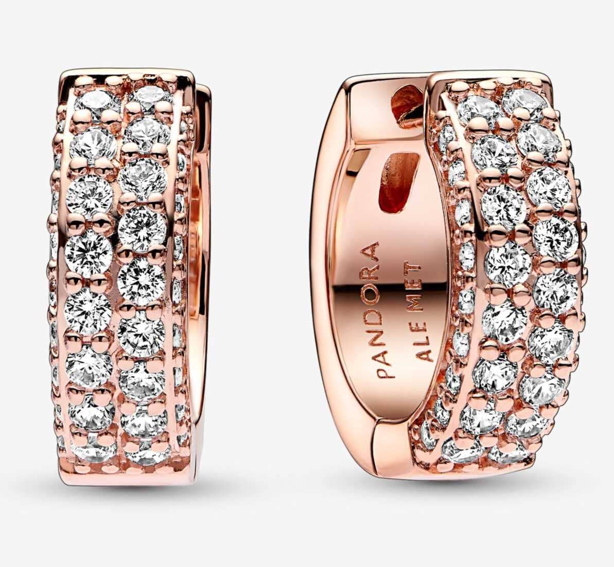 Pendientes de Aro Fila Doble en Pavé de Pandora