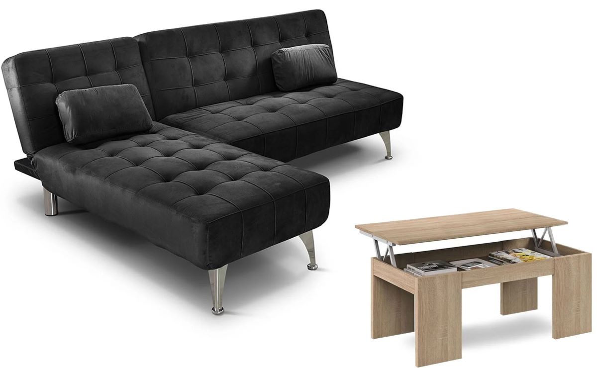 Sofá cama con chaise longue Aroa XS con mesa de centro Cambria de Leroy Merlin