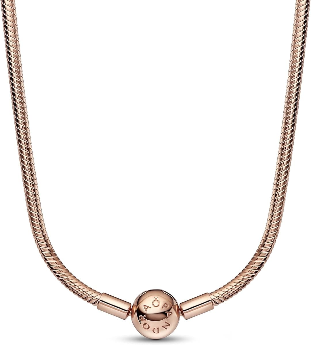 El collar con cadena de serpiente chapada en oro rosa Pandora Moments en Amazon
