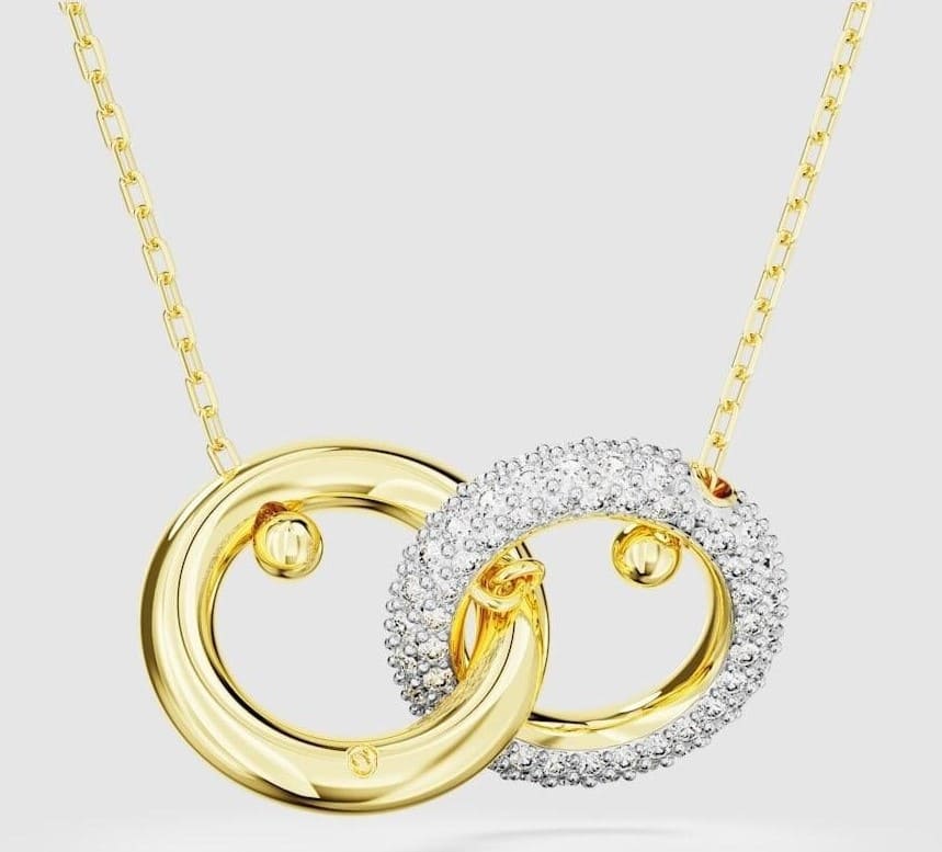 Swarovski Collar Dextera bañado en oro con cristales transparentes