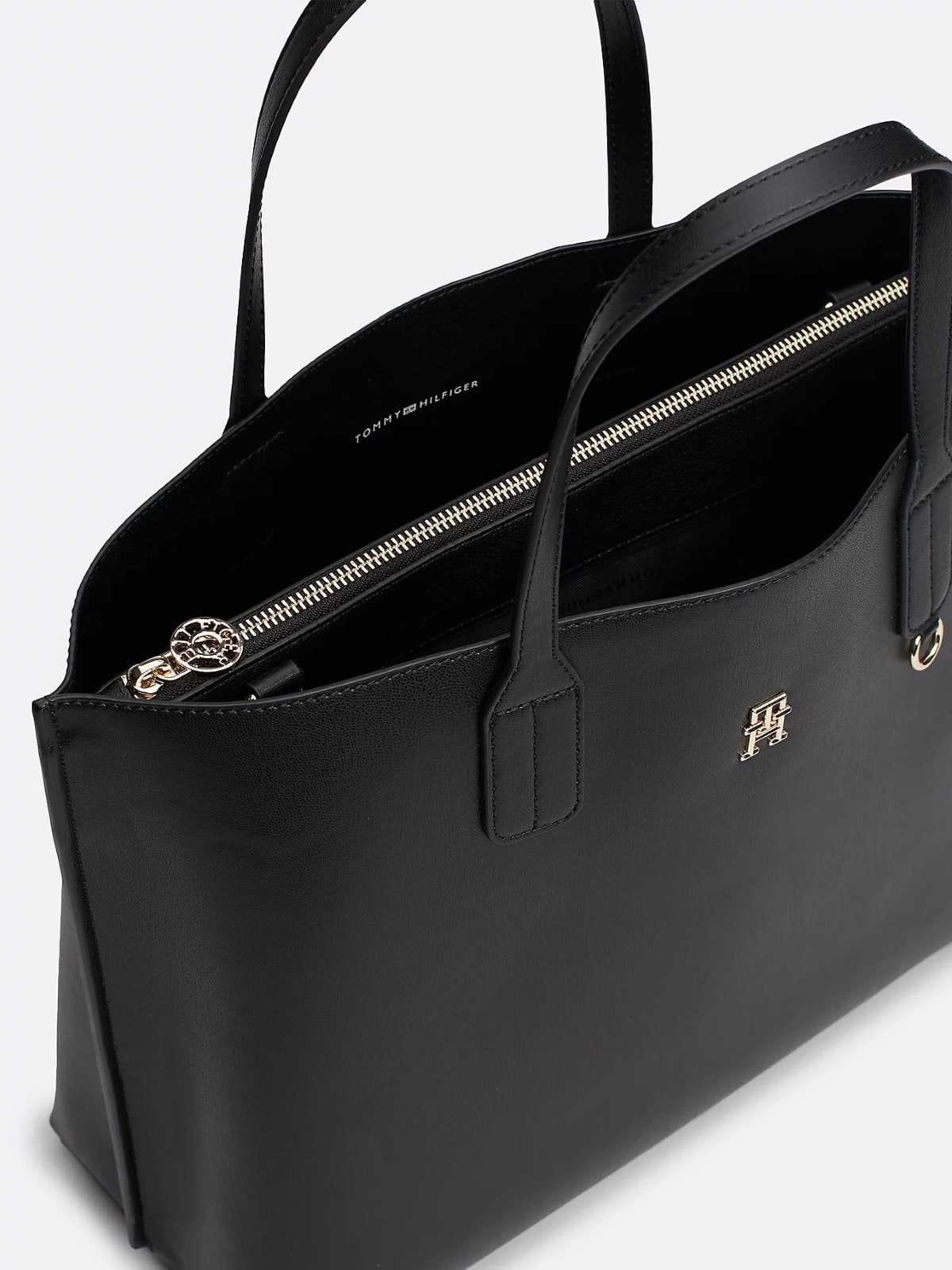 Bolso satchel con inscripción y monograma Tommy Hilfiger