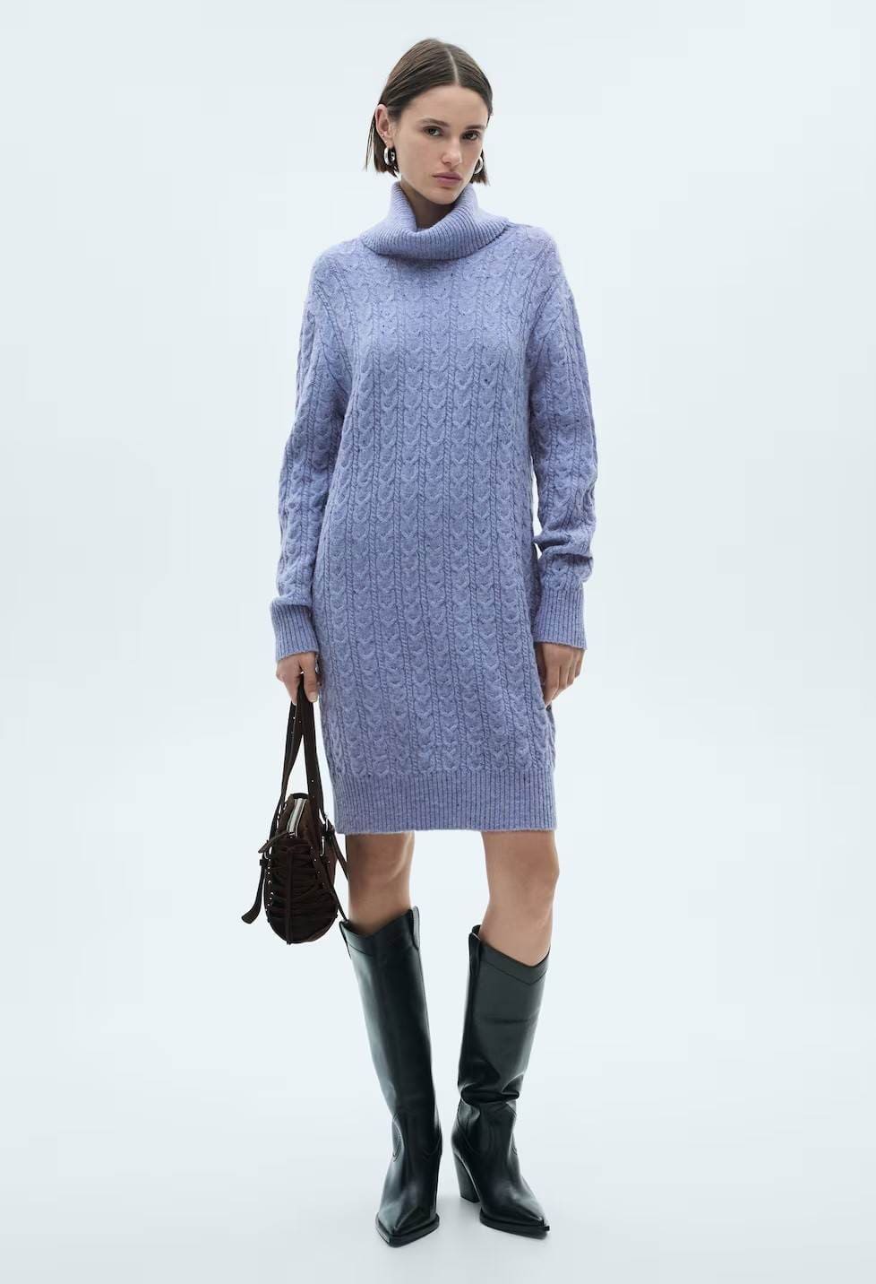 Vestido punto cuello alto de Mango