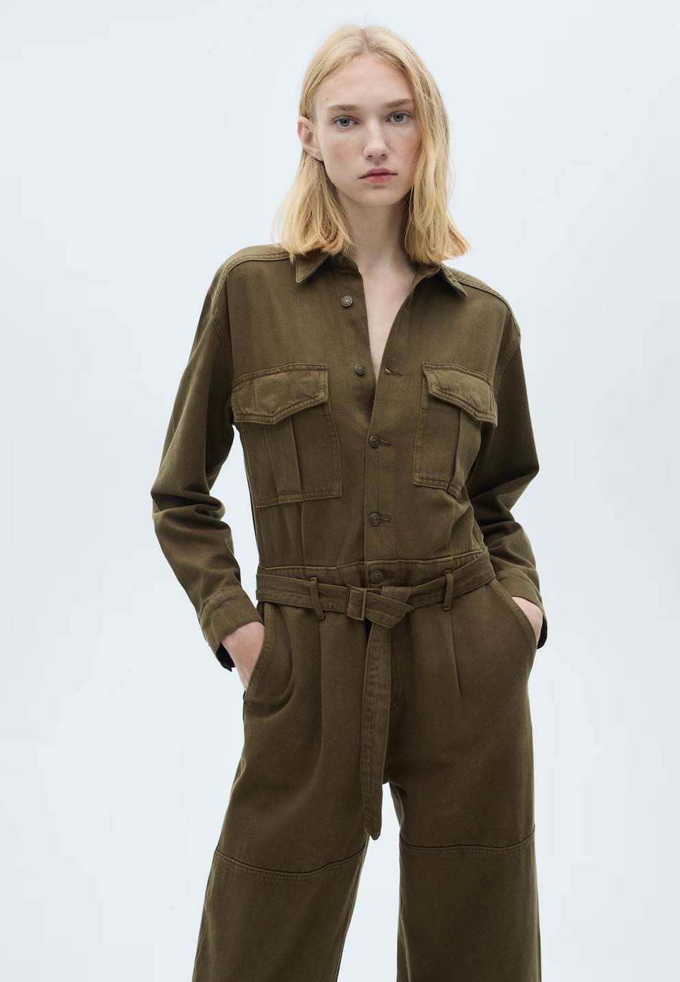 Mono denim cinturón de Mango