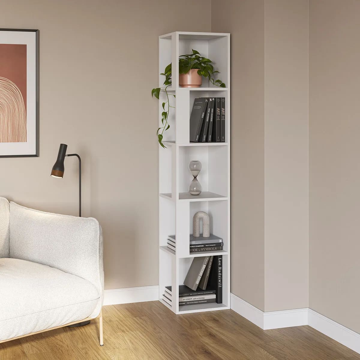 La estantería de rincón Fiyi con cinco huecos en color blanco de Leroy Merlin