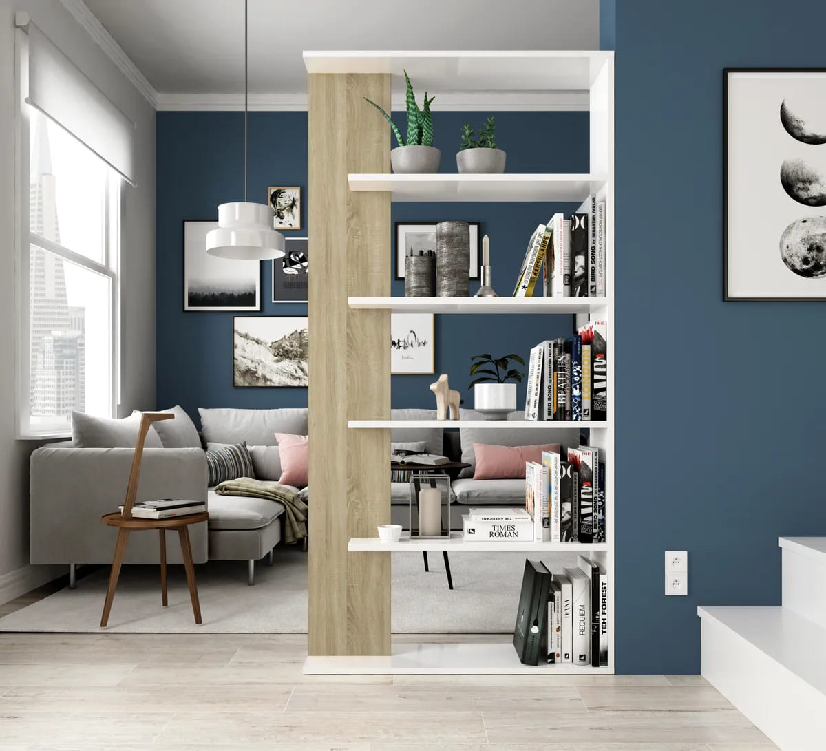 La estantería LORAS en blanco Artik y roble de Leroy Merlin