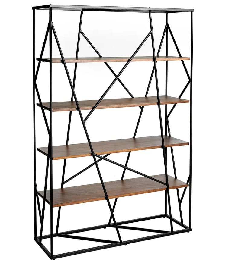 La estantería de nogal y acero en color negro de Leroy Merlin