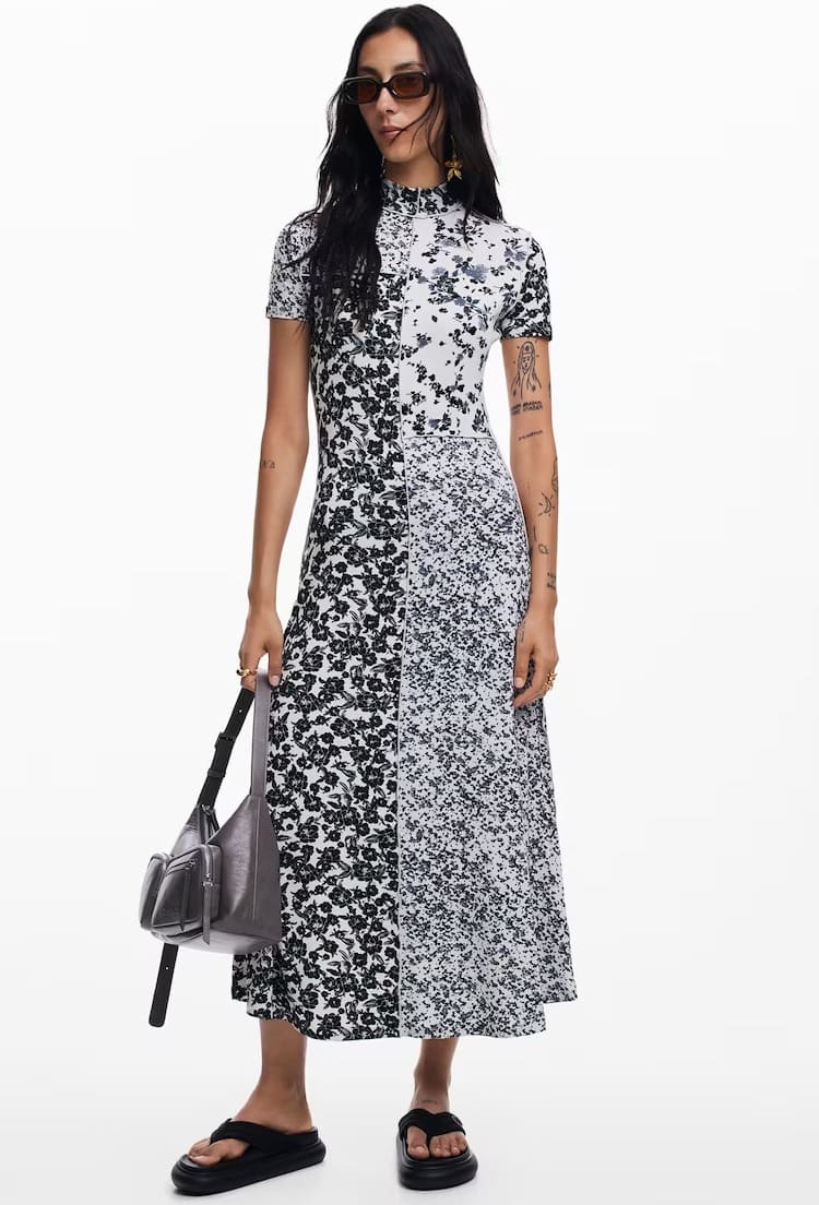 El vestido midi de flores en color blanco de Desigual en El Corte Inglés