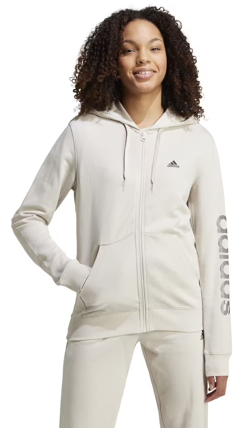 La sudadera Fitness para mujer en color beige con capucha de Adidas en Decathlon