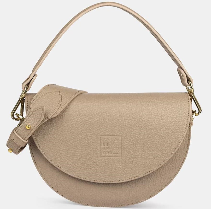 Bandolera multiposición de piel con grano tipo saddle Leandra