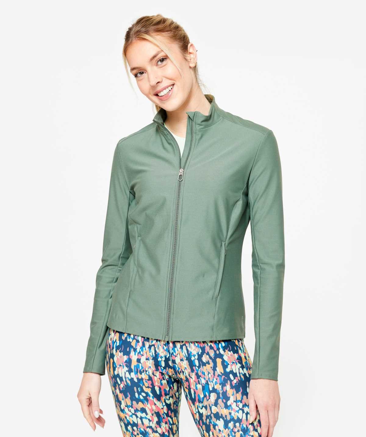 DOMYOS Chaqueta Fitness Mujer Verde Cremallera en Decathlon